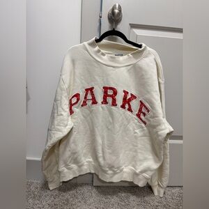 Parke L/XL Cream & Bandana Patch Sweatshirt. ❤️⚡️